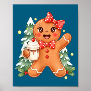 Cute Gingerbread Christmas Snow Xmas For Men Women Poster