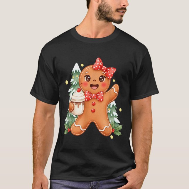 Cute Gingerbread Christmas Snow Xmas For Men Women T-Shirt (Front)