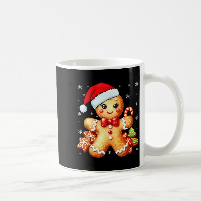Cute Gingerbread Christmas Snow Xmas For Women Kid Coffee Mug (Right)