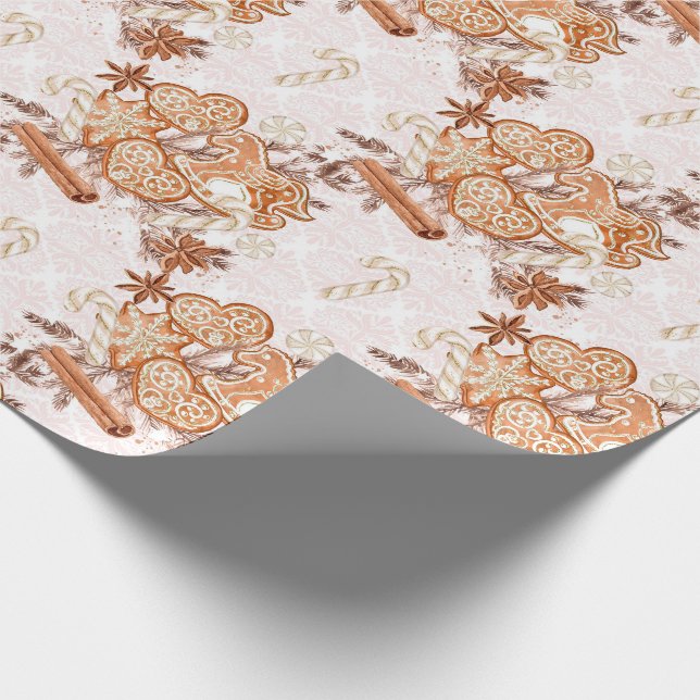 Cute Gingerbread Christmas Wrapping Paper (Corner)