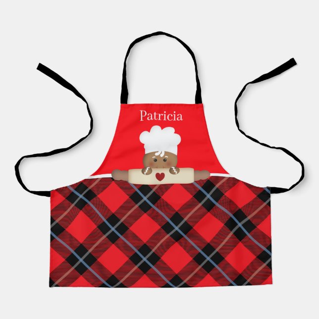 cute gingerbread cookie baking kids Christmas Apron (Front)