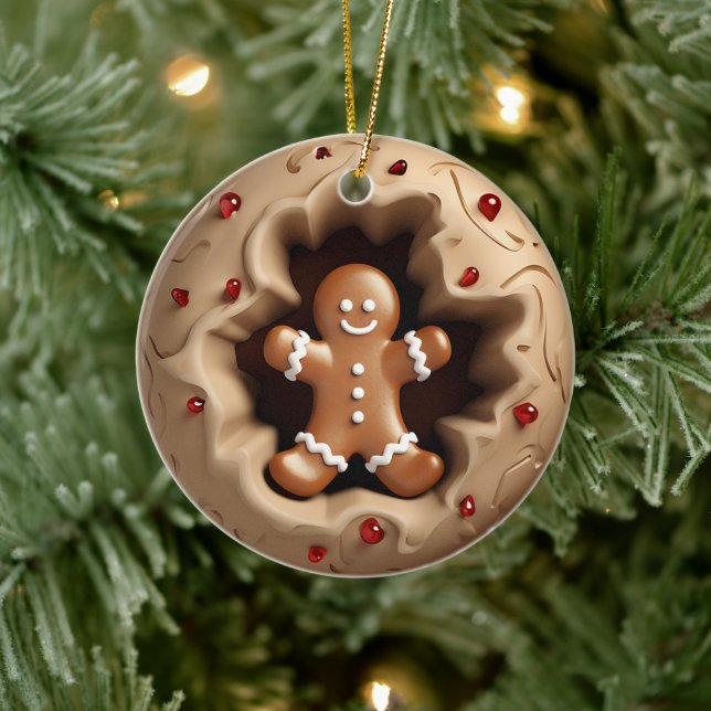 Cute Gingerbread Cookie Ceramic Ornament (Tree)