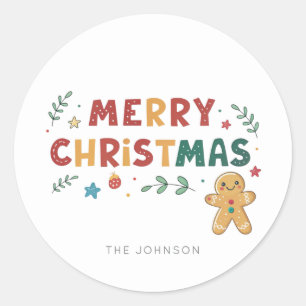 Cute Gingerbread Cookie  Classic Round Sticker