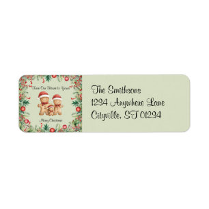 Cute Gingerbread Cookie Family Christmas Return Address Label