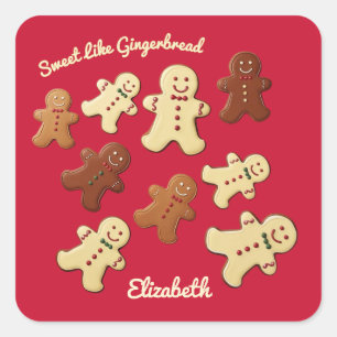 Cute Gingerbread Cookie Holiday Square Sticker