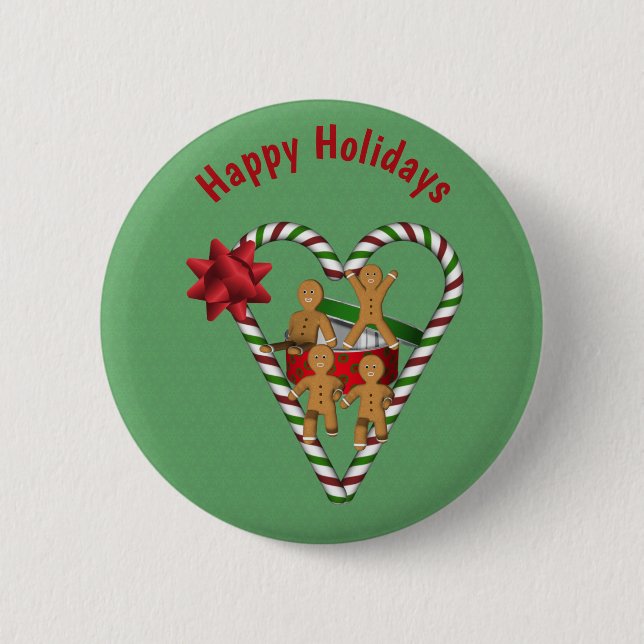 Cute Gingerbread Cookie Men Christmas Holiday 6 Cm Round Badge (Front)