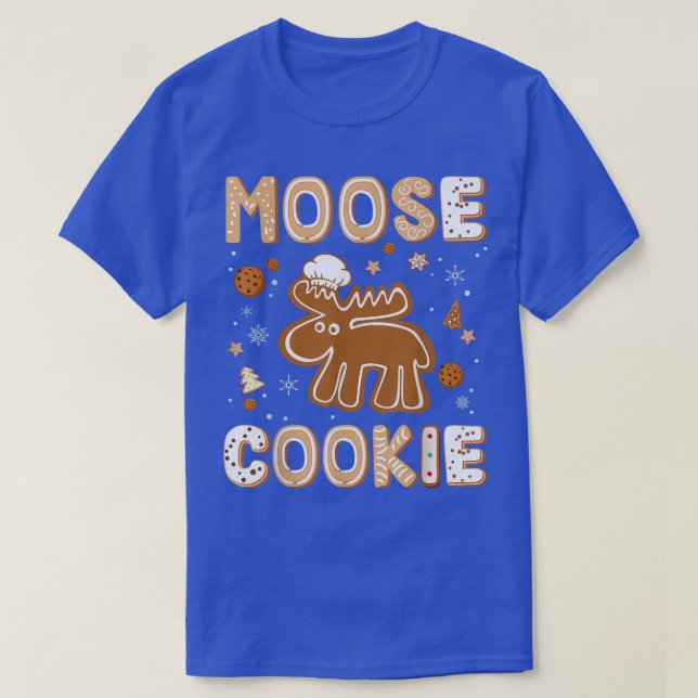 Cute Gingerbread Cookie Moose Lovers Christmas Bak T-Shirt (Design Front)