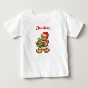 Cute Gingerbread Cookie personalized name Baby T-Shirt