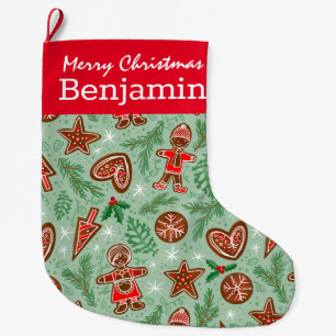 Cute gingerbread cookies sweet Christmas baking Large Christmas Stocking
