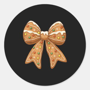 Cute Gingerbread Coquette Bow Christmas Xmas Pajam Classic Round Sticker