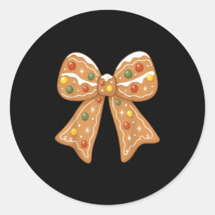 Cute Gingerbread Coquette Bow Christmas Xmas Pajam Classic Round Sticker