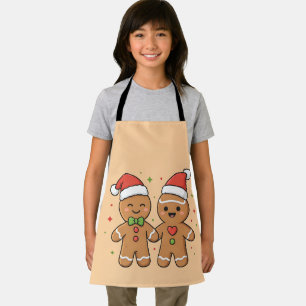 Cute Gingerbread Couple Christmas Apron