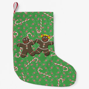 Cute Gingerbread Couple Christmas Candy Canes Xmas Small Christmas Stocking