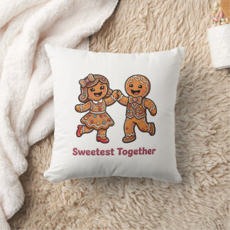 Cute Gingerbread Couple Sweetest Together Christma Cushion