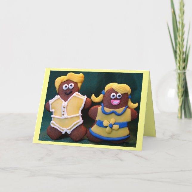 Cute Gingerbread Couple Wedding Card (Front)