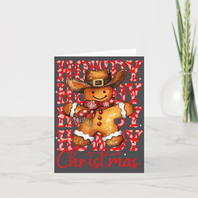 Cute Gingerbread Cowboy Howdy Christmas Girls Wome Card (Front)