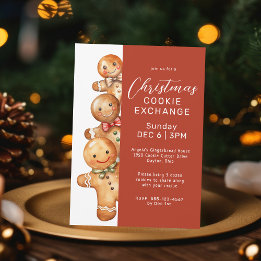 Cute Gingerbread Family Cookie Exchange Party Invitation
