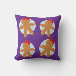Cute Gingerbread Girl Cookies Art Drawing Cushion