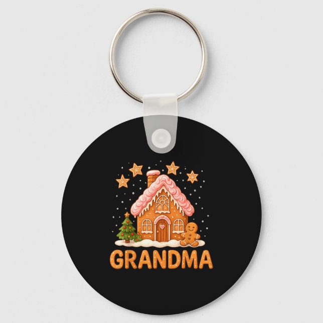 Cute Gingerbread Grandma Merry Christmas Funny  Key Ring (Front)