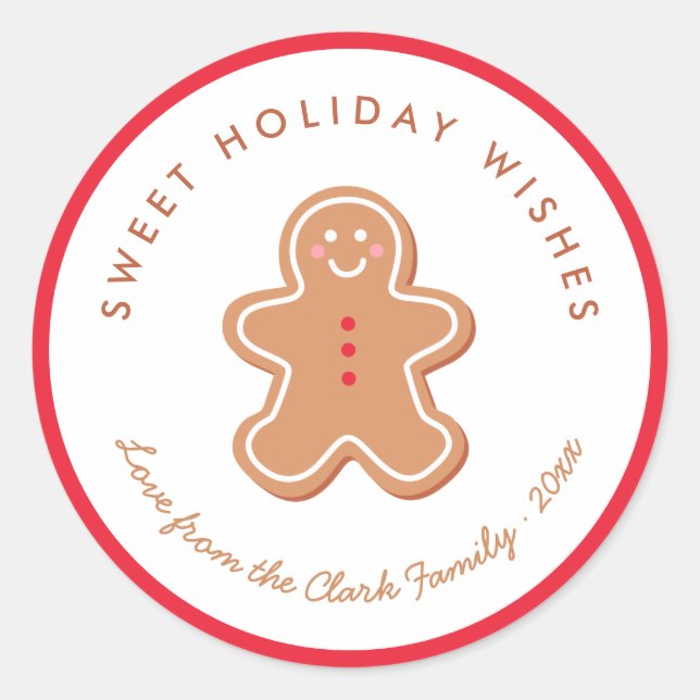 Cute Gingerbread Holiday Gift Label Sticker (Front)