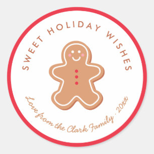 Cute Gingerbread Holiday Gift Label Sticker
