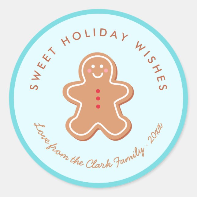 Cute Gingerbread Holiday Gift Label Sticker (Front)