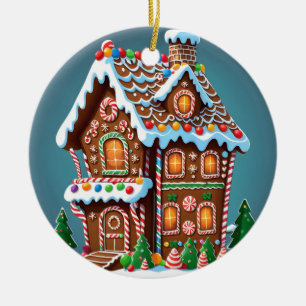 Cute Gingerbread House Ceramic Ornament
