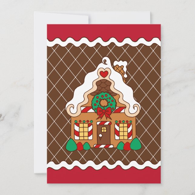 Cute Gingerbread House Christmas Party Invitations (Front)