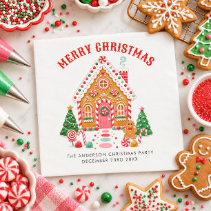 Cute Gingerbread House Christmas Party  Napkin