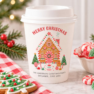 Cute Gingerbread House Christmas Party Paper Cups