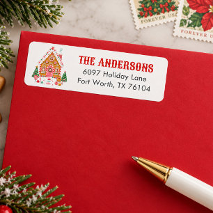 Cute Gingerbread House Christmas Return Address Label