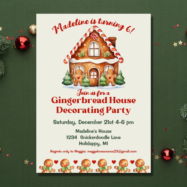 Cute Gingerbread House Decorating Birthday Invitation (Creator Uploaded)