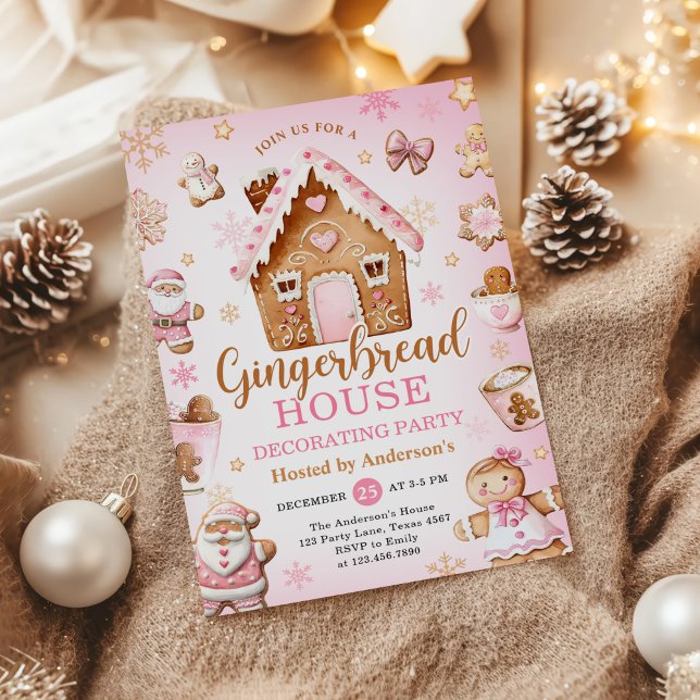 Cute Gingerbread House Decorating Holiday Party Invitation (Creator Uploaded)