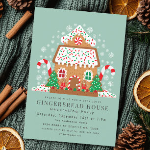 Cute Gingerbread House Decorating Holiday Party  Invitation