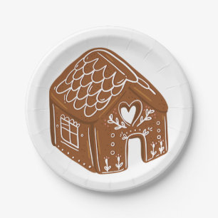 Cute Gingerbread House Holiday Cookie Paper Plate