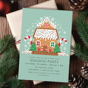 Cute Gingerbread House Holiday Party Invitation