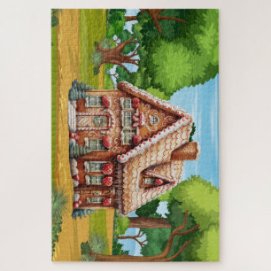 Cute Gingerbread House in the Woods Jigsaw Puzzle