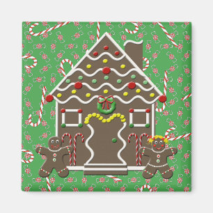 Cute Gingerbread House Man Girl Christmas Candy Magnet