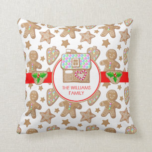 Cute Gingerbread House   Men Family Name Cushion