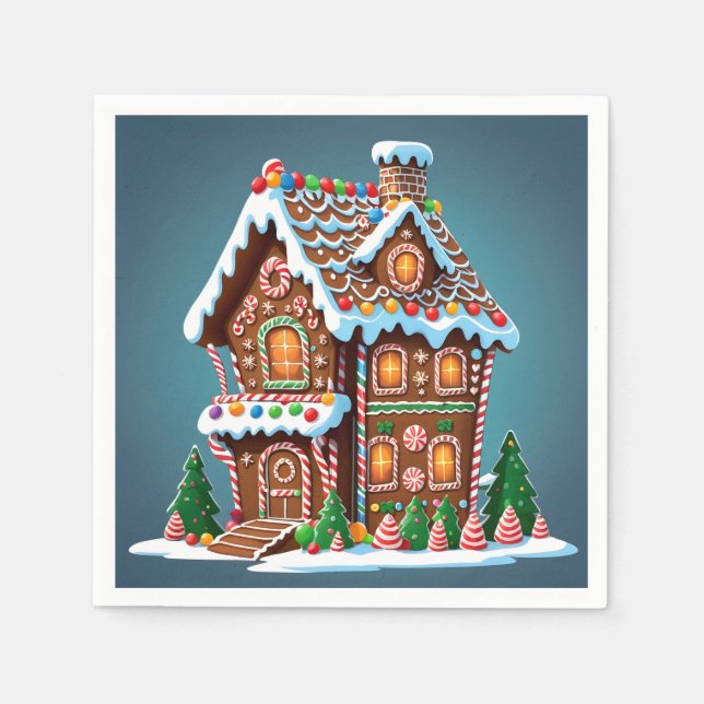Cute Gingerbread House Napkin (Front)