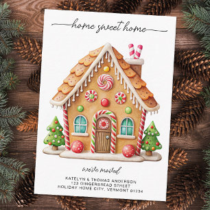Cute Gingerbread House New Address Holiday Moving Enclosure Card