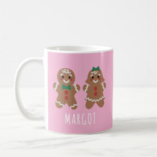Cute gingerbread kids with bows coffee mug