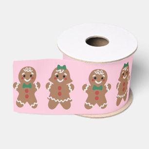 Cute gingerbread kids with bows grosgrain ribbon