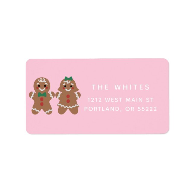 Cute gingerbread kids with bows label (Front)