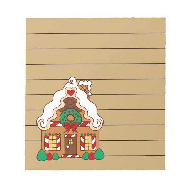 Cute Gingerbread Kitchen Grocery List Notepad Gift (Front)