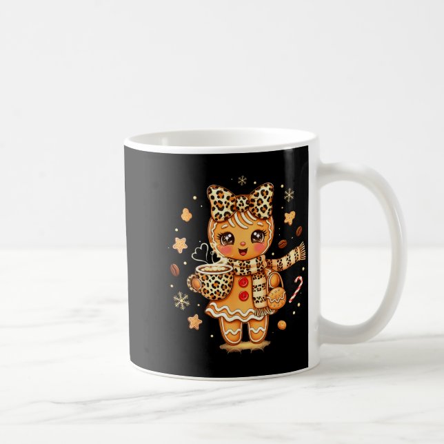 Cute Gingerbread Leopard Christmas Xmas Girl Women Coffee Mug (Right)