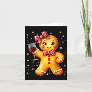 Cute Gingerbread Leopard Coquette Christmas Wine X Card