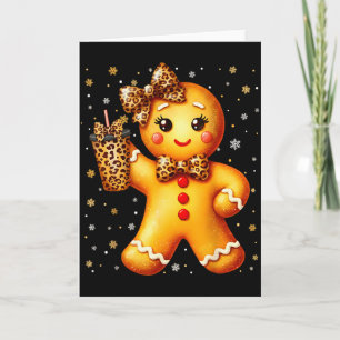 Cute Gingerbread Leopard Coquette Christmas Xmas G Card
