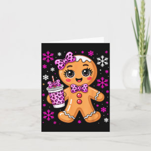 Cute Gingerbread Leopard Coquette Christmas Xmas G Card