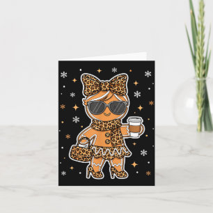 Cute Gingerbread Leopard Coquette Christmas Xmas G Card